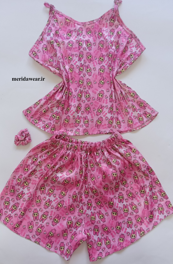 ست تاپ و شورتک ساتن طرح لوبوبو تا سایز ۴۶