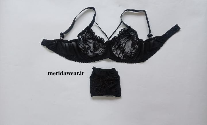 ست شورت و سوتین تورگاز فنردار مشکی کد ۱۹